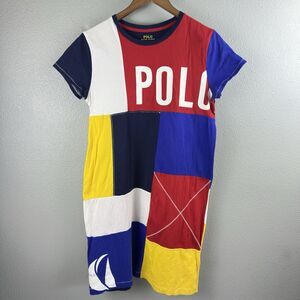 Polo Ralph Lauren P-15 Colorblock T Shirt Dress Nautical Flag Preppy Size Small